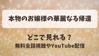 本物のお嬢様の華麗なる帰還 どこで見れる？無料全話視聴やYouTube配信