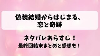 偽装結婚からはじまる恋と奇跡 ネタバレあらすじ！最終回結末まとめと感想も！