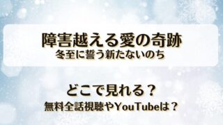 障害越える愛の奇跡 冬至に誓う新たないのち どこで見れる？無料全話視聴やYouTubeは？