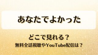 あなたでよかった どこで見れる？無料全話視聴やYouTube配信は？