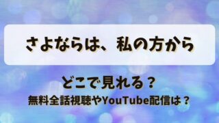 さよならは私の方から どこで見れる？無料全話視聴やYouTube配信は？