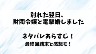 別れた翌日財閥令嬢と電撃婚しました ネタバレあらすじ！最終回結末と感想も！