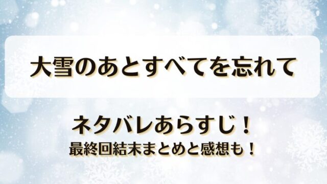 大雪のあとすべてを忘れて ネタバレあらすじ！最終回結末まとめと感想も！