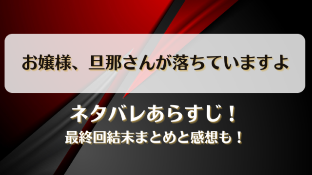 お嬢様旦那さんが落ちていますよ ネタバレあらすじ！最終回結末まとめと感想も！
