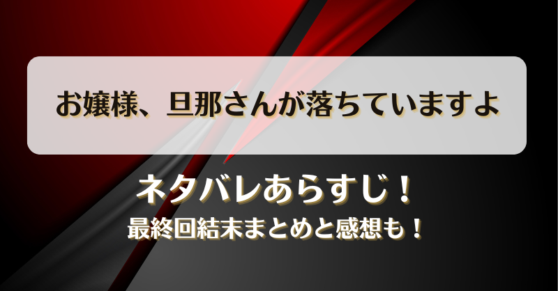 お嬢様旦那さんが落ちていますよ ネタバレあらすじ！最終回結末まとめと感想も！