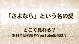 さよならという名の愛 どこで見れる？無料全話視聴やYouTube配信は？