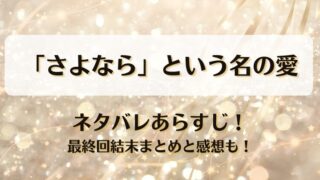 さよならという名の愛 ネタバレあらすじ！最終回結末まとめと感想も！