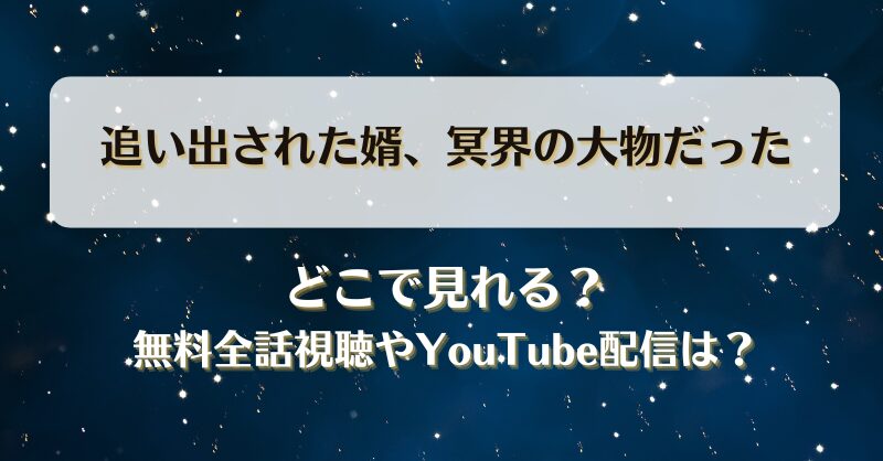 追い出された婿冥界の大物だった どこで見れる？無料全話視聴やYouTube配信は？