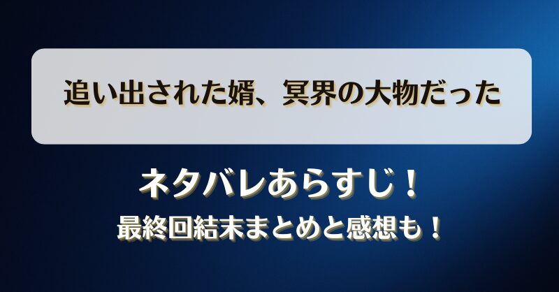 追い出された婿冥界の大物だった ネタバレあらすじ！最終回結末まとめと感想も！