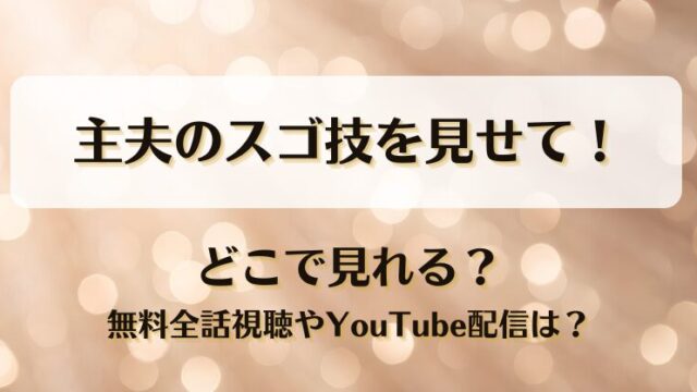 主夫のスゴ技を見せて どこで見れる？無料全話視聴やYouTube配信は？