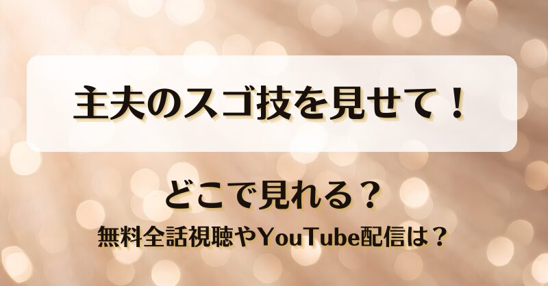 主夫のスゴ技を見せて どこで見れる？無料全話視聴やYouTube配信は？