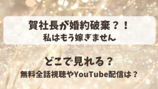 賀社長が婚約破棄 私はもう嫁ぎません どこで見れる？無料全話視聴やYouTube配信は？