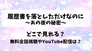 履歴書を落としただけなのに あの夜の秘密 どこで見れる？無料全話視聴やYouTube配信は？