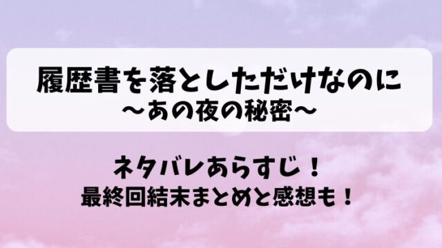 履歴書を落としただけなのに あの夜の秘密 ネタバレあらすじ！最終回結末まとめと感想も！