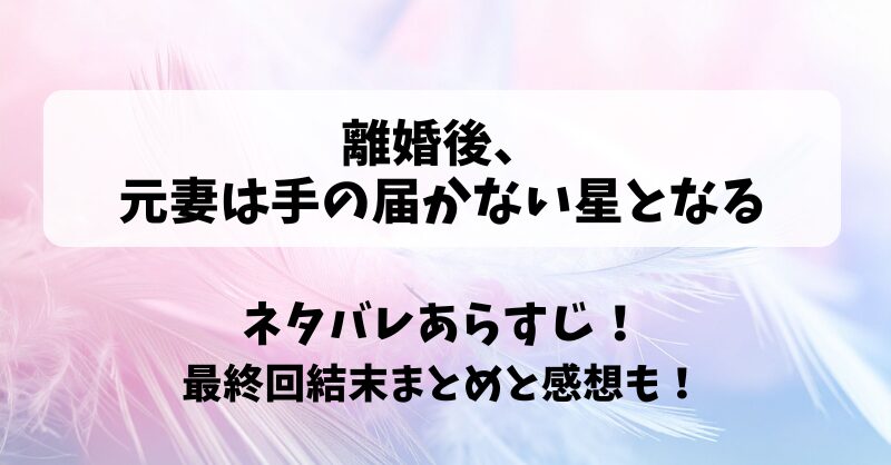 離婚後元妻は手の届かない星となる ネタバレあらすじ！最終回結末まとめと感想も！