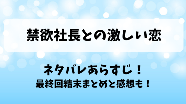 禁欲社長との激しい恋 ネタバレあらすじ！最終回結末まとめと感想も！