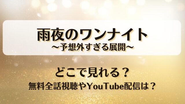 雨夜のワンナイト予想外すぎる展開 どこで見れる？無料全話視聴やYouTube配信は？