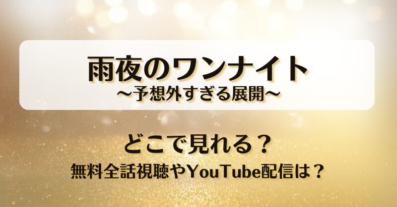 雨夜のワンナイト予想外すぎる展開 どこで見れる？無料全話視聴やYouTube配信は？