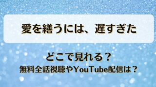 愛を繕うには遅すぎた どこで見れる？無料全話視聴やYouTube配信は？