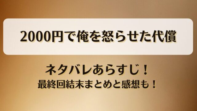 2000円で俺を怒らせた代償 ネタバレあらすじ！最終回結末まとめと感想も！