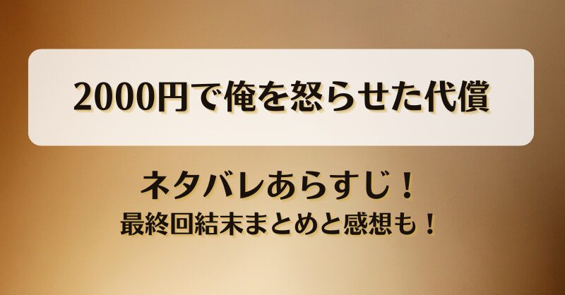 2000円で俺を怒らせた代償 ネタバレあらすじ！最終回結末まとめと感想も！