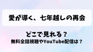 愛が導く七年越しの再会 どこで見れる？無料全話視聴やYouTube配信は？