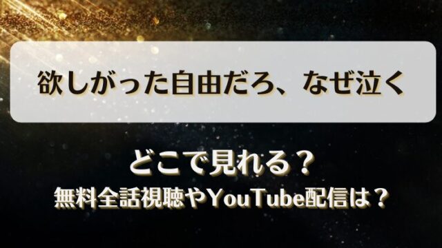 欲しがった自由だろなぜ泣く どこで見れる？無料全話視聴やYouTube配信は？