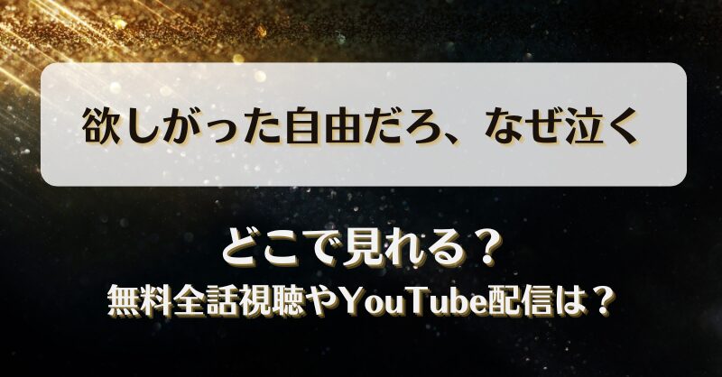 欲しがった自由だろなぜ泣く どこで見れる？無料全話視聴やYouTube配信は？