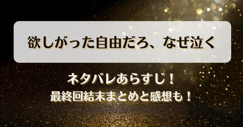 欲しがった自由だろなぜ泣く ネタバレあらすじ！最終回結末まとめと感想も！