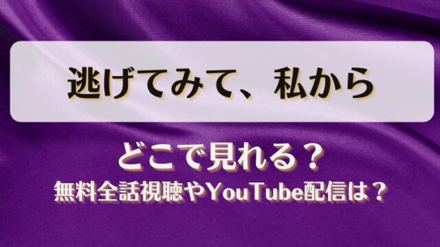 逃げてみて私から どこで見れる？無料全話視聴やYouTube配信は？