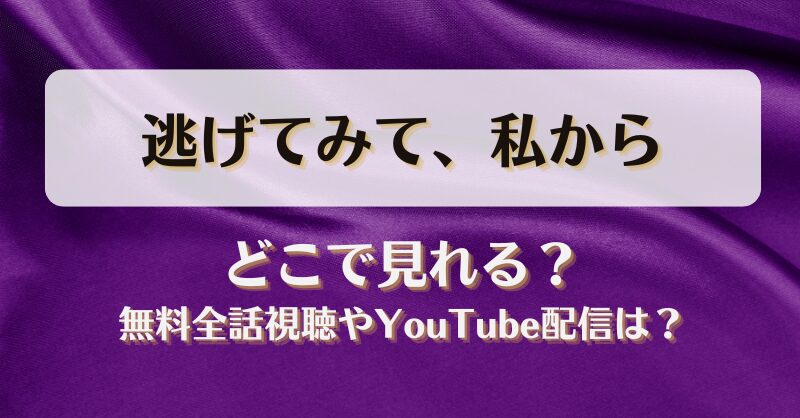 逃げてみて私から どこで見れる？無料全話視聴やYouTube配信は？