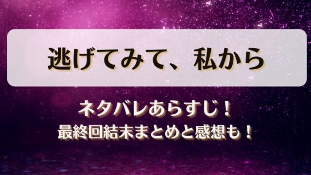 逃げてみて私から ネタバレあらすじ！最終回結末まとめと感想も！