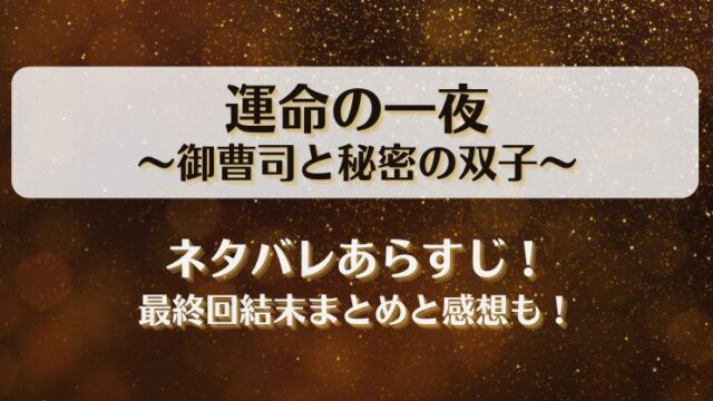 運命の一夜御曹司と秘密の双子 ネタバレあらすじ！最終回結末まとめと感想も！
