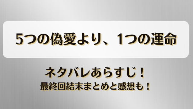 5つの偽愛より1つの運命 ネタバレあらすじ！最終回結末まとめと感想も！
