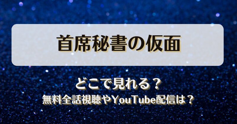 首席秘書の仮面 どこで見れる？無料全話視聴やYouTube配信は？