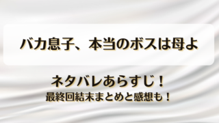 バカ息子本当のボスは母よ ネタバレあらすじ！最終回結末まとめと感想も！