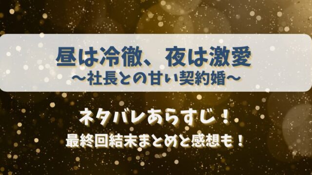 昼は冷徹夜は激愛 社長との甘い契約婚 ネタバレあらすじ！最終回結末まとめと感想も！
