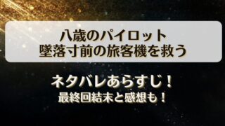 八歳のパイロット墜落寸前の旅客機を救う ネタバレあらすじ！最終回結末と感想も！