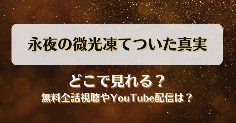 永夜の微光凍てついた真実 どこで見れる？無料全話視聴やYouTube配信は？