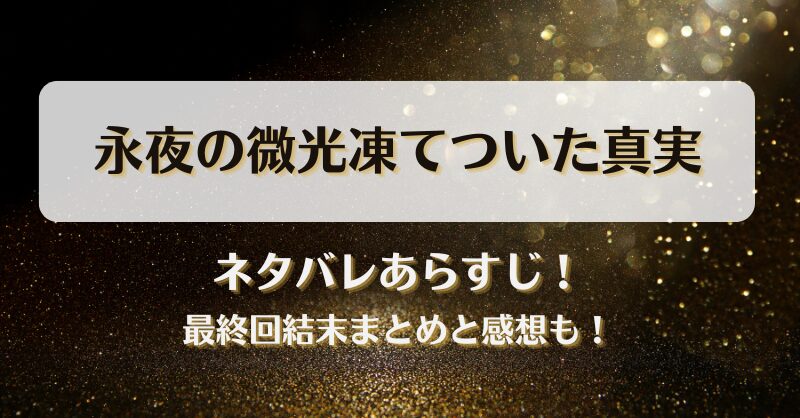 永夜の微光凍てついた真実 ネタバレあらすじ！最終回結末まとめと感想も！