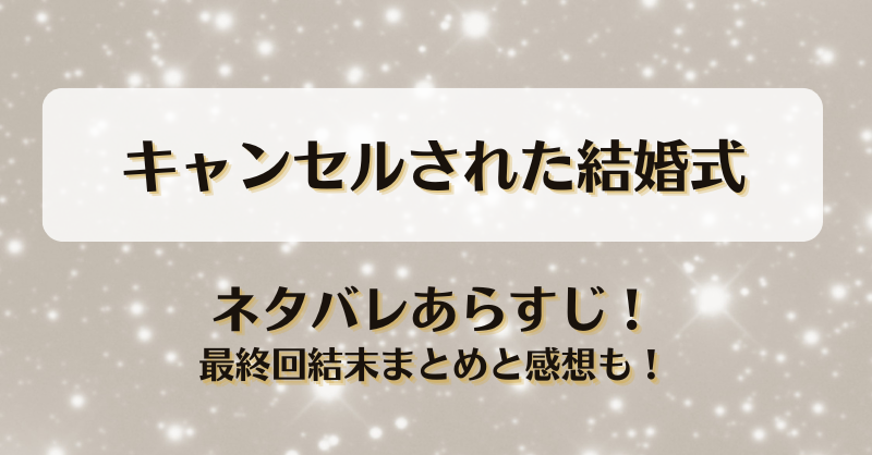 キャンセルされた結婚式 ネタバレあらすじ！最終回結末まとめと感想も！