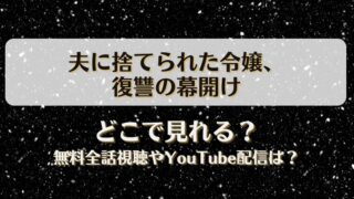 夫に捨てられた令嬢復讐の幕開け どこで見れる？無料全話視聴やYouTube配信は？