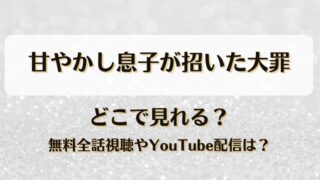 甘やかし息子が招いた大罪 どこで見れる？無料全話視聴やYouTube配信は？