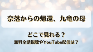 奈落からの帰還九竜の母 どこで見れる？無料全話視聴やYouTube配信は？
