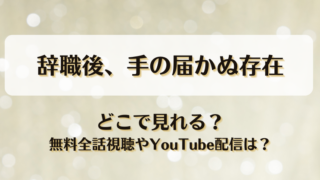 辞職後手の届かぬ存在 どこで見れる？無料全話視聴やYouTube配信は？