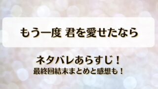 もう一度君を愛せたなら ネタバレあらすじ！最終回結末まとめと感想も！