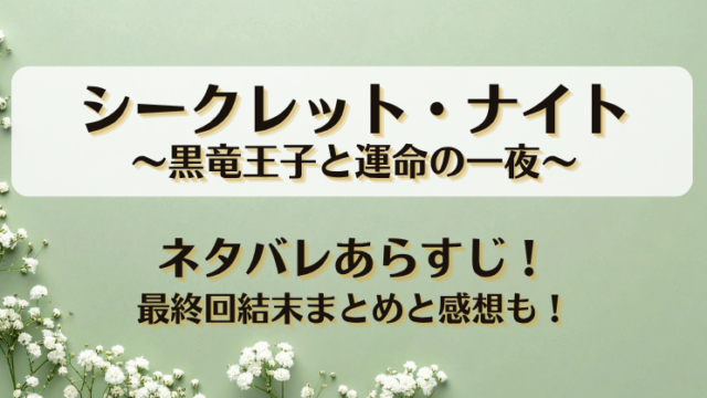 シークレットナイト 黒竜王子と運命の一夜 ネタバレあらすじ！最終回結末まとめと感想も！