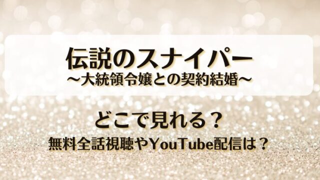 伝説のスナイパー大統領令嬢との契約結婚 どこで見れる？無料全話視聴やYouTube配信は？