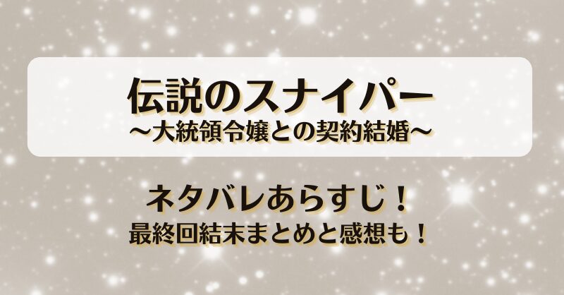 伝説のスナイパー大統領令嬢との契約結婚 ネタバレあらすじ！最終回結末まとめと感想も！