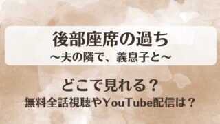 後部座席の過ち 夫の隣で義息子と どこで見れる？無料全話視聴やYouTube配信は？